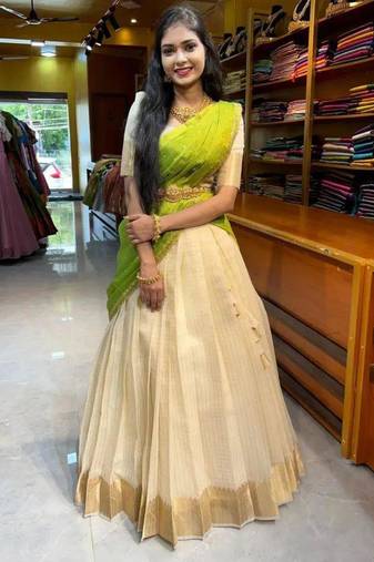 cream silk blend embroidered lehenga set