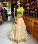 cream silk blend embroidered lehenga set