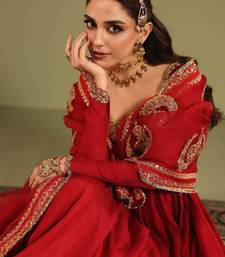 rani pink silk blend sequins gown set 