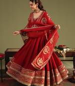 rani pink silk blend sequins gown set 