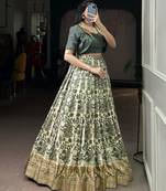 multicolor silk blend printed lehenga set