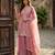 pink silk blend embroidered sharara set