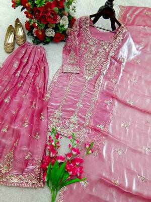 pink silk blend sharara set with sequin work 4