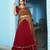 red silk blend embroidered lehenga set