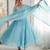 sky blue silk blend embroidered gown set