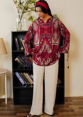 multicolor cotton poly kurta set with printed motifs 1
