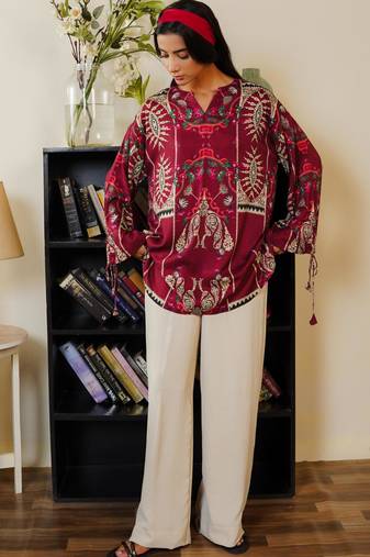 multicolor cotton poly embroidered kurta set
