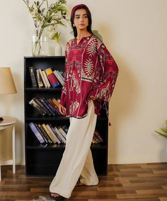 multicolor cotton poly kurta set with printed motifs 2