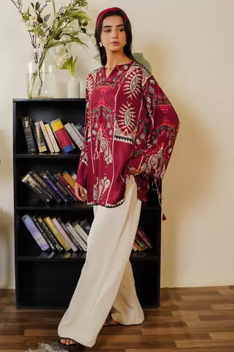 multicolor cotton poly kurta set with printed motifs