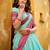 sky blue chanderi printed lehenga set