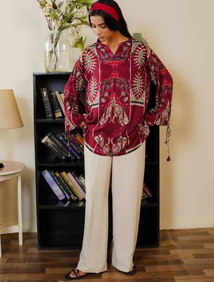 multicolor cotton poly kurta set with printed motifs 3