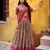 brown chanderi printed lehenga set