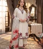 cream satin embroidered kurta set