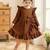 Brown ribbed pleated bow detail knit fit & flare girls dress