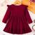 Maroon ribbed pleated bow detail knit fit & flare girls dress