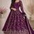 purple silk blend embroidered gown set