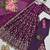 purple silk blend embroidered gown set