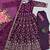 purple silk blend embroidered gown set