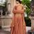 orange silk blend embroidered lehenga set