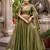 olive silk blend embroidered lehenga set