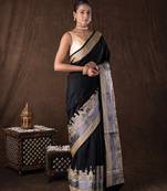 Black handloom pure silk saree