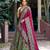 olive silk blend printed lehenga set