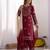 deep red cotton poly embroidered palazzo set