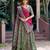 olive silk blend printed lehenga set