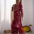 deep red cotton poly embroidered palazzo set