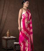 Pink handloom tissue silk saree