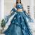 teal silk blend embroidered lehenga set