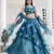 teal silk blend embroidered lehenga set