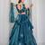 teal silk blend embroidered lehenga set