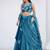 teal silk blend embroidered lehenga set