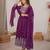 purple georgette embroidered anarkali set
