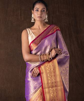 Lavender handloom tissue silk saree 1
