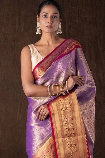 Lavender handloom tissue silk saree