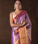 Lavender handloom tissue silk saree