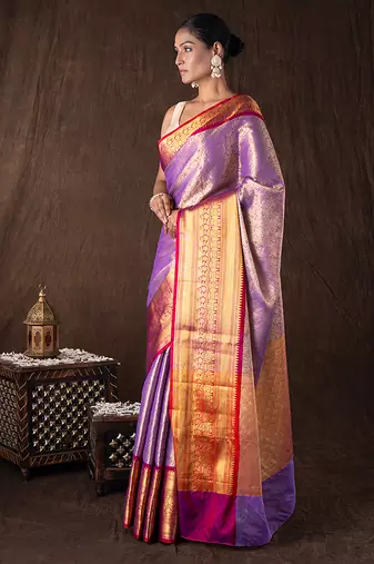Lavender handloom tissue silk saree