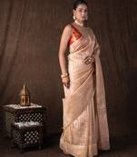 Copper handloom tissue silk saree