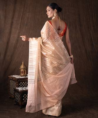Copper handloom tissue silk saree 2