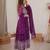 purple georgette embroidered anarkali set