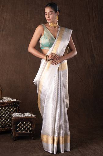Silver handloom kanchipuram silk saree