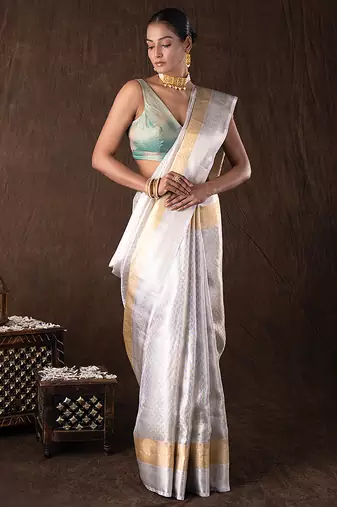 Silver handloom kanchipuram silk saree