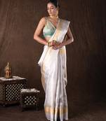 Silver handloom kanchipuram silk saree
