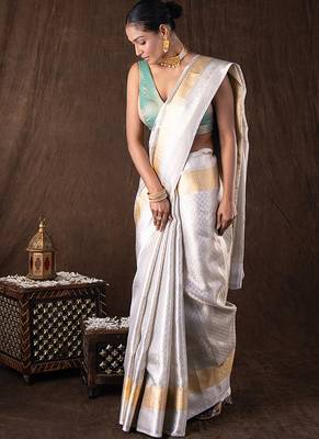 Silver handloom kanchipuram silk saree 2