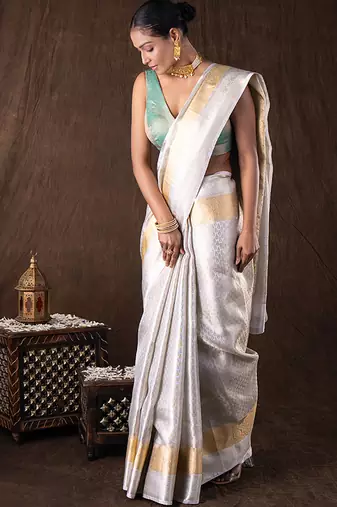 Silver handloom kanchipuram silk saree