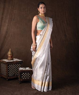 Silver handloom kanchipuram silk saree 3