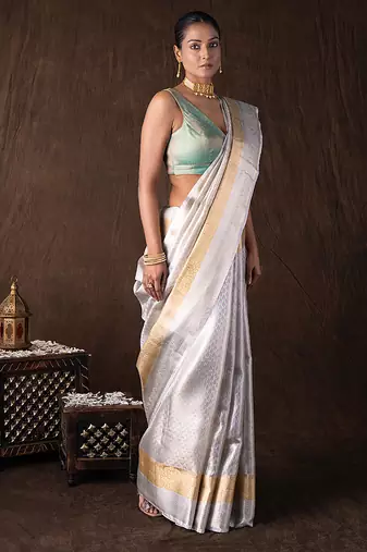 Silver handloom kanchipuram silk saree