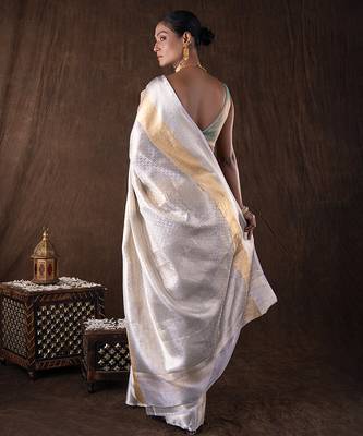 Silver handloom kanchipuram silk saree 5